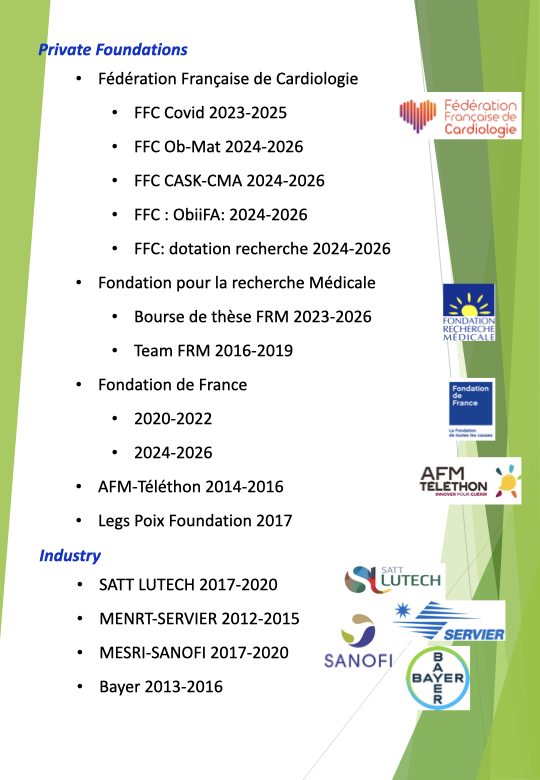 UMRS1166 TEAM 3 – Elise Balse and Sophie Nadaud – Molecular and Cellular Plasticity in Cardiovascular Diseases - Fundings